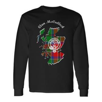 Clan Mcculloch Surname Last Name Scottish Tartan Map Crest Long Sleeve T-Shirt - Seseable