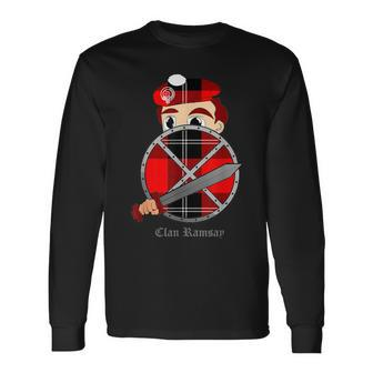 Clan Ramsay Surname Last Name Scottish Tartan Crest Long Sleeve T-Shirt - Seseable