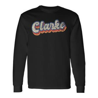 Clarke Personalized Name Custom Lettering 70'S Long Sleeve T-Shirt - Seseable