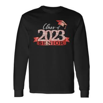 Class Of 2023 Senior I School Color Decoration Red Black Long Sleeve T-Shirt - Monsterry UK