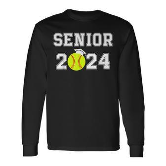 Class Of 2024 Softball Player Senior 2024 High School Grad Long Sleeve T-Shirt - Seseable