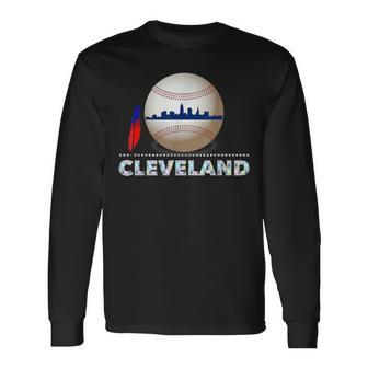 Cleveland Hometown Indian Tribe Ball With Skyline Long Sleeve T-Shirt - Monsterry