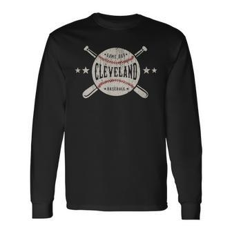 Cleveland Ohio Oh Vintage Baseball Graphic Long Sleeve T-Shirt - Monsterry