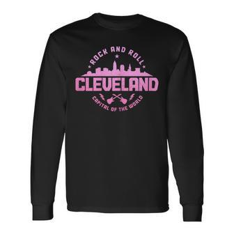 Cleveland Ohio Rock & Roll Music Guitar Player Vintage Pride Long Sleeve T-Shirt - Monsterry