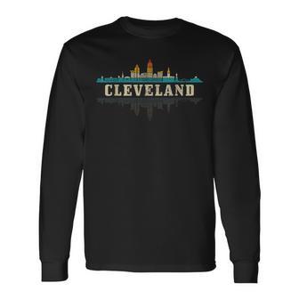 Cleveland Skyline Ohio Vintage Pride Retro Long Sleeve T-Shirt - Monsterry CA