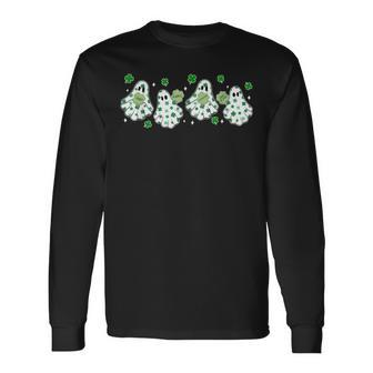 Clover Ghostie Spooky St Patrick's Day Long Sleeve T-Shirt - Monsterry