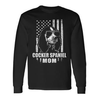 Cocker Spaniel Mom Cool Vintage Retro Proud American Long Sleeve T-Shirt | Mazezy