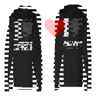 Cœur Rouge « I Love Steph » Avec Col En V T-shirt à manches longues - Cadeauxyz