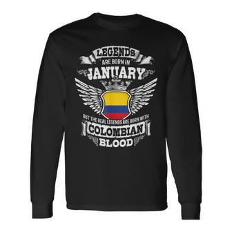 Colombia Colombian Flag Colombians Birthday January Long Sleeve T-Shirt - Monsterry AU