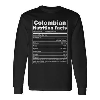 Colombia Nutrition Facts Colombian Long Sleeve T-Shirt - Monsterry AU