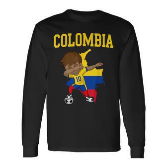 Colombia Soccer Colombian Football Dabbing Long Sleeve T-Shirt - Monsterry AU