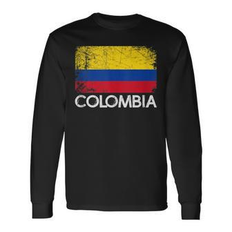 Colombian Flag Vintage Made In Colombia Long Sleeve T-Shirt - Monsterry AU