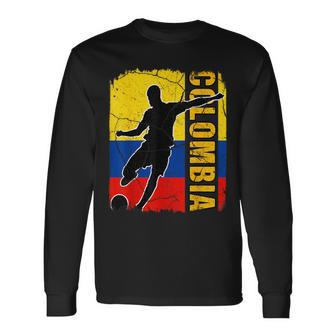 Colombian Soccer Team Colombia Flag Jersey Football Fans Long Sleeve T-Shirt - Monsterry