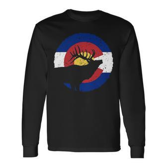 Colorado Elk Hunting Co State Flag Hunter Long Sleeve T-Shirt | Mazezy
