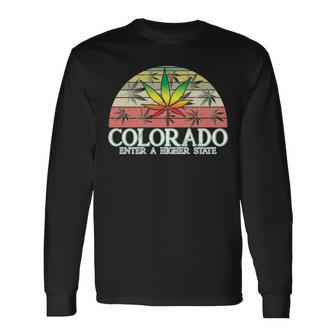 Colorado Enter A Higher State Retro Vintage Rainbow Weed Long Sleeve T-Shirt | Mazezy