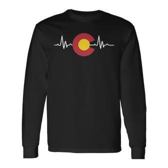 Colorado Flag Heart Beat Ekg Nurse Emt Long Sleeve T-Shirt | Mazezy