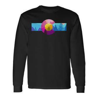 Colorado Flag Mountains Forest Beer League Sports Long Sleeve T-Shirt | Mazezy
