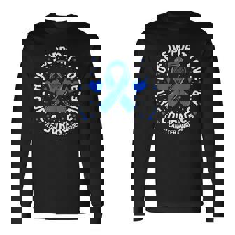 Colorectal Cancer Family Support Blue Colon Cancer Awareness Long Sleeve T-Shirt - Monsterry