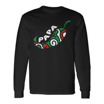 Colorful Spicy Jalapeno Papa Pepper Long Sleeve T-Shirt - Monsterry UK