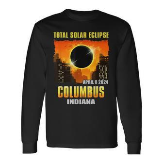 Columbus Indiana 2024 Total Solar Eclipse Long Sleeve T-Shirt | Mazezy