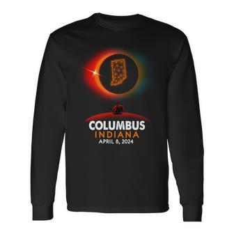 Columbus Indiana Total Solar Eclipse 2024 Long Sleeve T-Shirt | Mazezy CA