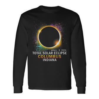 Columbus Indiana Total Solar Eclipse April 8 2024 Long Sleeve T-Shirt - Seseable