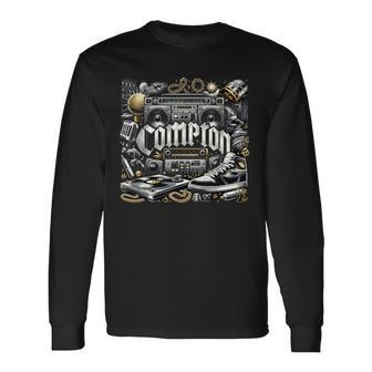 Compton Ny Hip Hop Boombox Graphic For Women Long Sleeve T-Shirt - Seseable