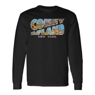 Coney Island New York Ny Vintage Retro Souvenir Long Sleeve T-Shirt - Monsterry CA