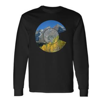 Cool Colorado State Flag Aspen Maroon Bells Long Sleeve T-Shirt - Monsterry