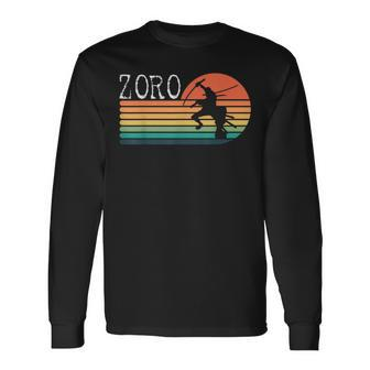 Cool Graphic Zoro Samurai Pirate Sunset Long Sleeve T-Shirt - Seseable