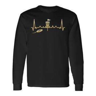 Cool Heartbeat Disc Golf Lovers With Flying Disc Disc Golf Long Sleeve T-Shirt - Monsterry AU