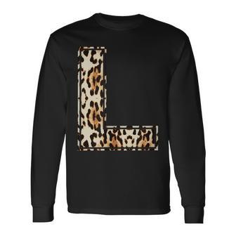 Cool Letter L Initial Name Leopard Cheetah Print Long Sleeve T-Shirt - Monsterry DE