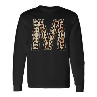 Cool Letter M Initial Name Leopard Cheetah Print Long Sleeve T-Shirt - Monsterry DE