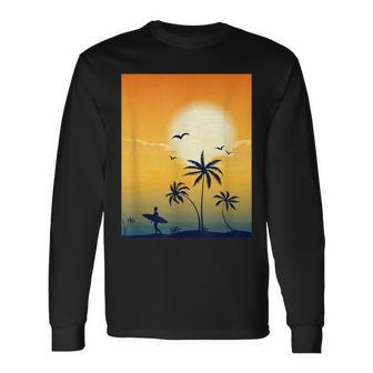 Cool Ocean Scene Beach Surf Long Sleeve T-Shirt - Monsterry DE