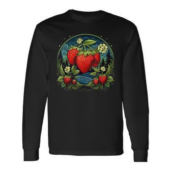 Cool Stawberry Plants By Night For Strawberries Lovers Long Sleeve T-Shirt - Seseable