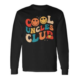 Cool Uncles Club Hippie Face Groovy Father's Day Best Uncle Long Sleeve T-Shirt - Seseable