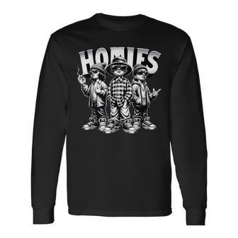 Cool Urban Cultura Chicano Latino Mexican Pride Homies Long Sleeve T-Shirt - Monsterry UK