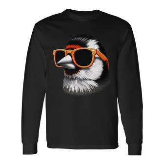 Cooler Goldfinchogel Trägt Sonnenbrille Grafik Kunst Langarmshirts - Seseable