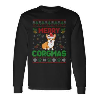 Corgi Christmas Sweater Cool Merry Corgmas Xmas Long Sleeve T-Shirt - Monsterry