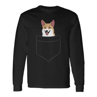 Corgi Dog In Bag Cute Dog Pockets Corgi Langarmshirts - Seseable