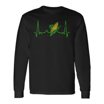 Corn Heartbeat Farmer Long Sleeve T-Shirt | Mazezy