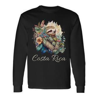 Costa Rica Tropical Sloth Long Sleeve T-Shirt - Seseable