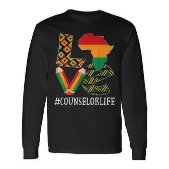 Counselor Love Map African American Black History Month Long Sleeve T-Shirt - Seseable