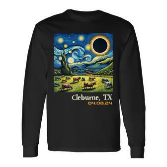Countryside Total Solar Eclipse Cleburne Texas Long Sleeve T-Shirt | Mazezy