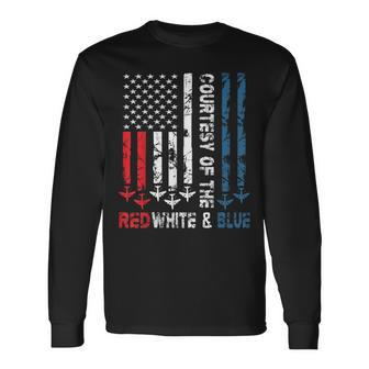 Courtesy Of The Red White And Blue Vintage America Us Flag Long Sleeve T-Shirt | Mazezy