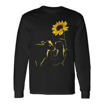 Cow Girl Sunflower You Are My Sunshine Farm Girl Long Sleeve T-Shirt | Mazezy