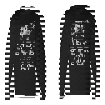 Cowboy Farmer Life Is Better The Farm Cow Long Sleeve T-Shirt | Mazezy