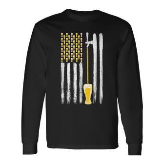 Craft Beer American Flag Usa 4Th July Alcohol Brew Brewery Long Sleeve T-Shirt - Thegiftio UK
