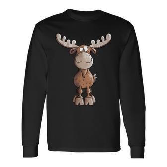 Crazy Elk I Deer Reindeer Fun Animal Motif Langarmshirts - Seseable