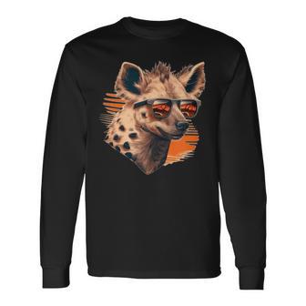 Crazy Looking And Laughing Hyena Long Sleeve T-Shirt - Monsterry